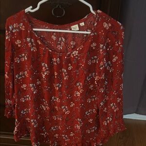 GAP Red Floral Blouse